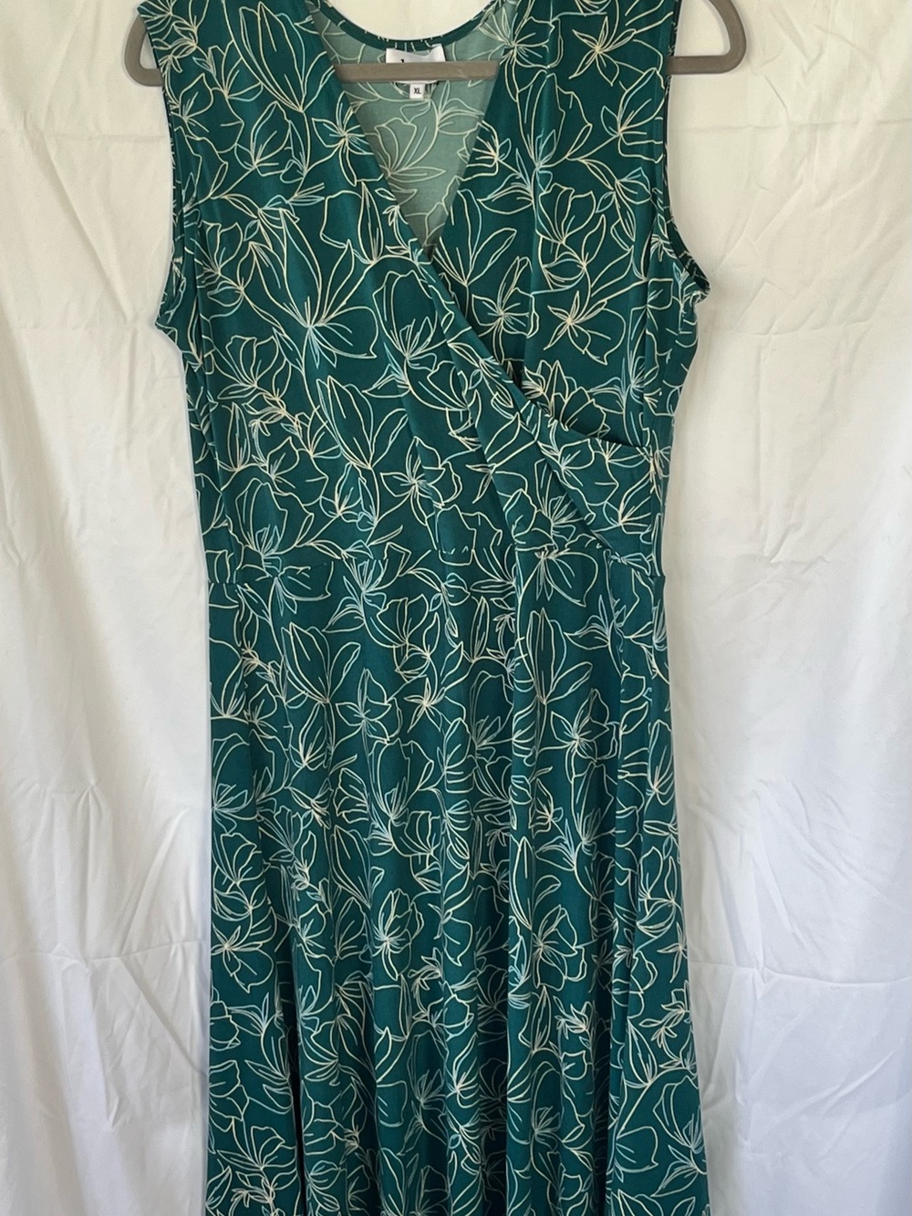 Leota Teal Maxi Dress with White Floral Print